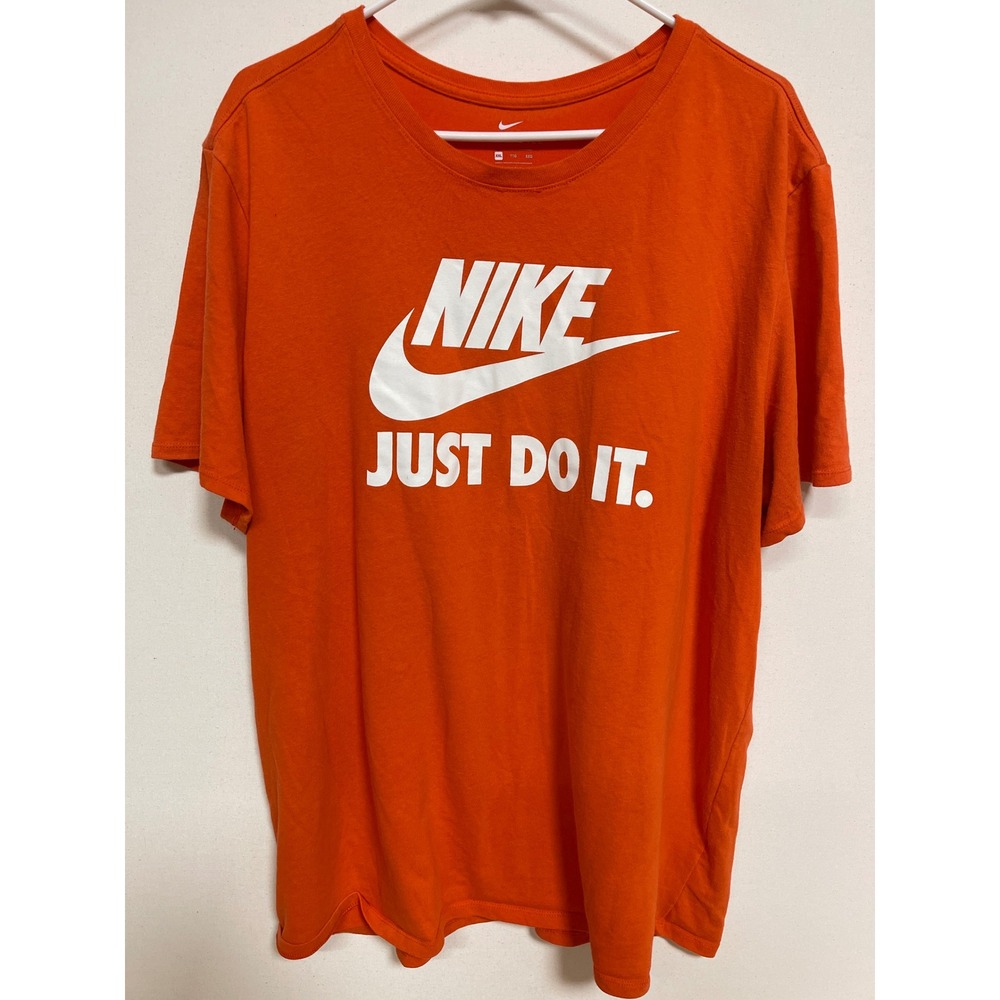 Nike Dri-FIT Just Do It Graphic T-Shirt Mens XXL Orange Athletic Cut Tee